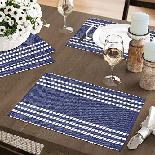 Ribbed Cotton Heat Resistant Dining Table Mat, Blue - HOKIPO | Har Ghar ka Humsafar