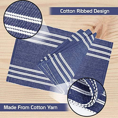 Ribbed Cotton Heat Resistant Dining Table Mat, Blue - HOKIPO | Har Ghar ka Humsafar