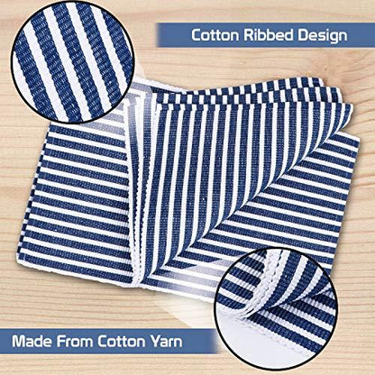 Ribbed Cotton Heat Resistant Dining Table Mat, Blue Striped - HOKIPO | Har Ghar ka Humsafar