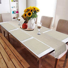 Ribbed Cotton Heat Resistant Dining Table Mat, Brown Striped - HOKIPO | Har Ghar ka Humsafar