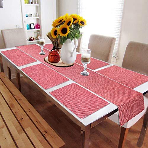 Ribbed Cotton Heat Resistant Dining Table Mat, Red - HOKIPO | Har Ghar ka Humsafar