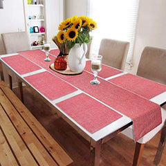 Ribbed Cotton Heat Resistant Dining Table Mat, Red - HOKIPO | Har Ghar ka Humsafar