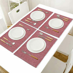 Ribbed Cotton Heat Resistant Dining Table Mat, Red - HOKIPO | Har Ghar ka Humsafar