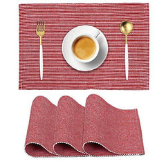 Ribbed Cotton Heat Resistant Dining Table Mat, Red - HOKIPO | Har Ghar ka Humsafar