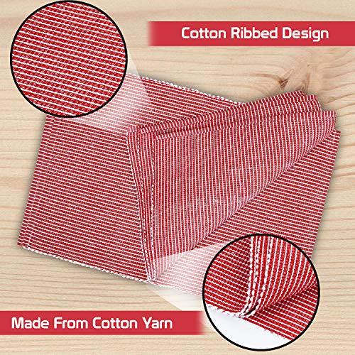 Ribbed Cotton Heat Resistant Dining Table Mat, Red - HOKIPO | Har Ghar ka Humsafar