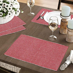 Ribbed Cotton Heat Resistant Dining Table Mat, Red - HOKIPO | Har Ghar ka Humsafar