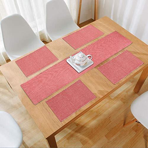 Ribbed Cotton Heat Resistant Dining Table Mat, Red - HOKIPO | Har Ghar ka Humsafar