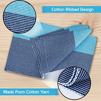 Ribbed Cotton Heat Resistant Dining Table Mat, Sky Blue - HOKIPO | Har Ghar ka Humsafar