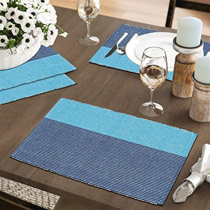 Ribbed Cotton Heat Resistant Dining Table Mat, Sky Blue - HOKIPO | Har Ghar ka Humsafar