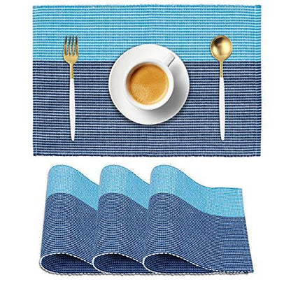 Ribbed Cotton Heat Resistant Dining Table Mat, Sky Blue - HOKIPO | Har Ghar ka Humsafar