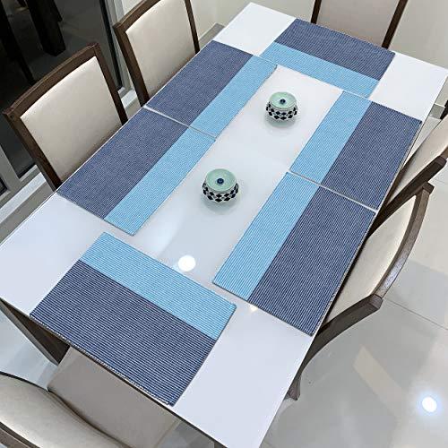 Ribbed Cotton Heat Resistant Dining Table Mat, Sky Blue - HOKIPO | Har Ghar ka Humsafar