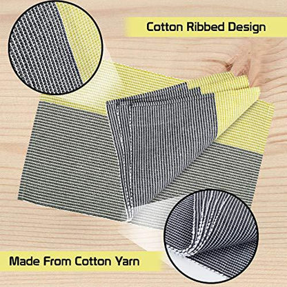 Ribbed Cotton Heat Resistant Dining Table Mat, Yellow & Grey - HOKIPO | Har Ghar ka Humsafar