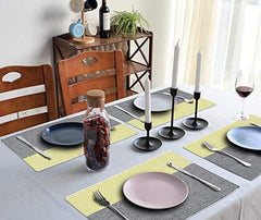 Ribbed Cotton Heat Resistant Dining Table Mat, Yellow & Grey - HOKIPO | Har Ghar ka Humsafar