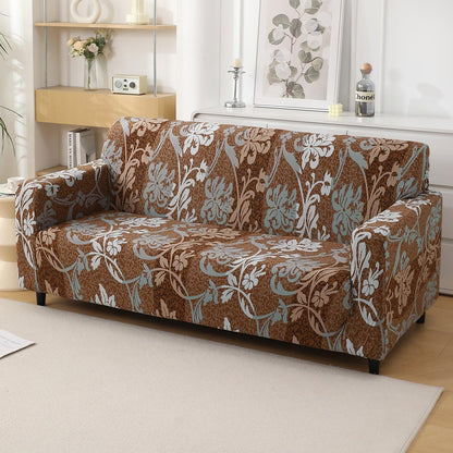 Rich Chocolate Damask Floral Printed Elastic Sofa Cover - HOKIPO | Har Ghar ka Humsafar