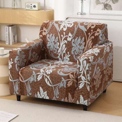 Rich Chocolate Damask Floral Printed Elastic Sofa Cover - HOKIPO | Har Ghar ka Humsafar