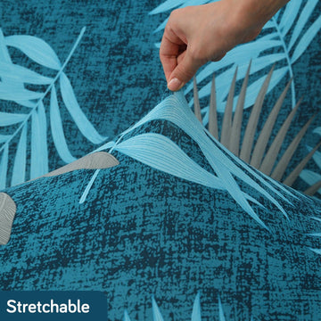 Sea Blue Tropical Leaves Printed Print stretchable sofa cover set