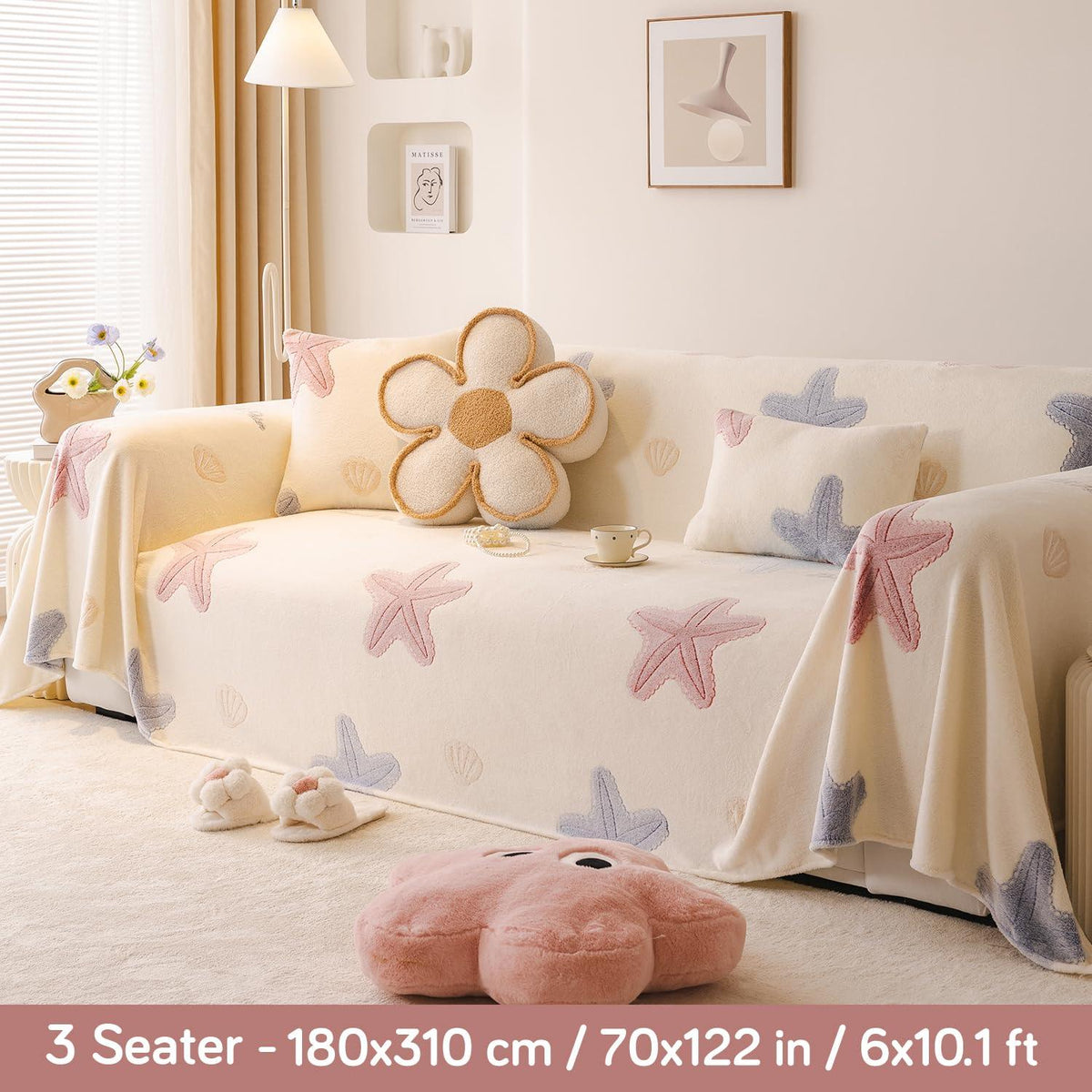 Ocean Stars Luxury Velvet Plush Sofa Throw – 3 Seater | HOKIPO