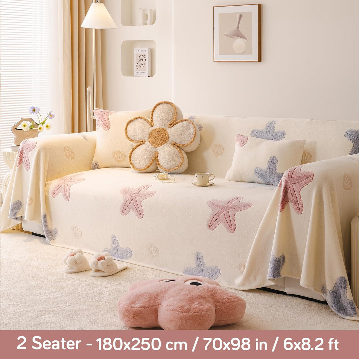 Ocean Stars Luxury Velvet Plush Sofa Throw – 2 Seater | HOKIPO