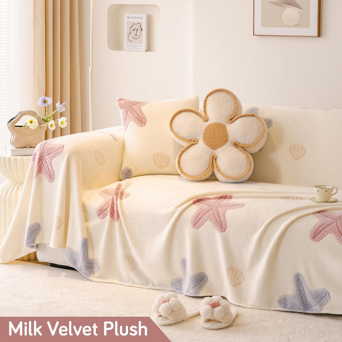 Ocean Stars Premium Velvet Plush Sofa Throw Available for 1/2/3 seater sofas | HOKIPO