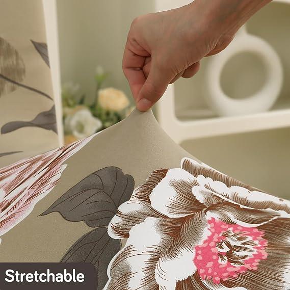 Stretchable 140 GSM Footstool Cover, Buff Brown Geum - HOKIPO | Har Ghar ka Humsafar