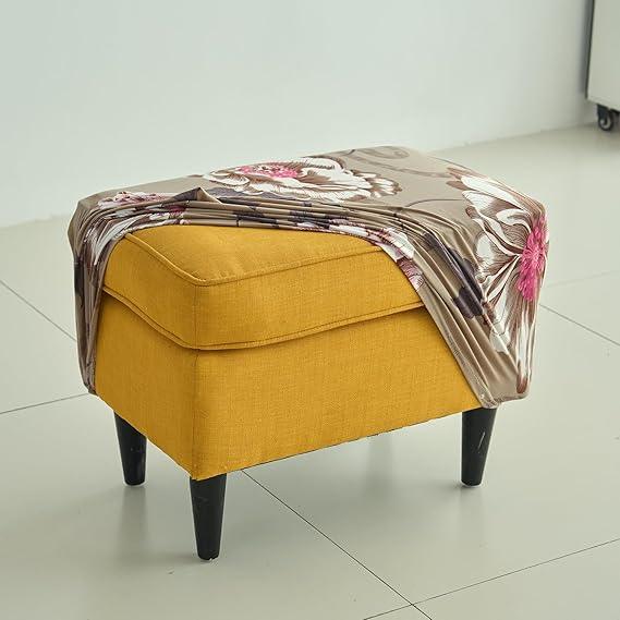 Stretchable 140 GSM Footstool Cover, Buff Brown Geum - HOKIPO | Har Ghar ka Humsafar