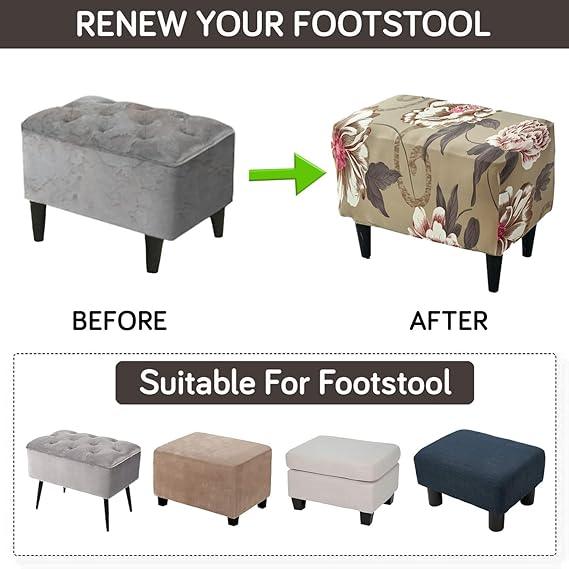 Stretchable 140 GSM Footstool Cover, Buff Brown Geum - HOKIPO | Har Ghar ka Humsafar
