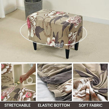 Stretchable 140 GSM Footstool Cover, Buff Brown Geum - HOKIPO | Har Ghar ka Humsafar