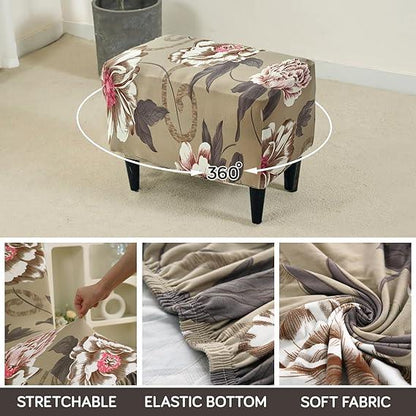 Stretchable 140 GSM Footstool Cover, Buff Brown Geum - HOKIPO | Har Ghar ka Humsafar