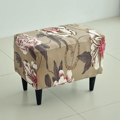 Stretchable 140 GSM Footstool Cover, Buff Brown Geum - HOKIPO | Har Ghar ka Humsafar