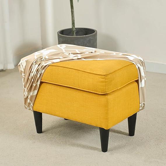 Stretchable 140 GSM Footstool Cover, Buff Brown Sillehoute Floral - HOKIPO | Har Ghar ka Humsafar