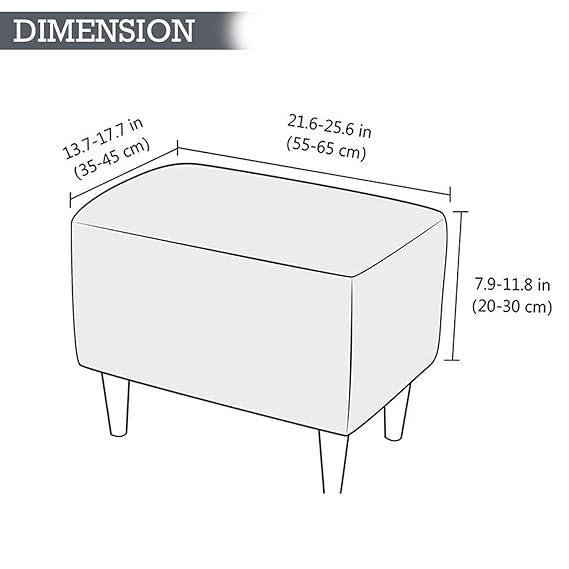 Stretchable 140 GSM Footstool Cover, Frost Grey Marginata - HOKIPO | Har Ghar ka Humsafar