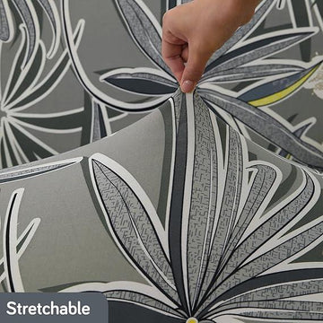 Stretchable 140 GSM Footstool Cover, Frost Grey Marginata - HOKIPO | Har Ghar ka Humsafar