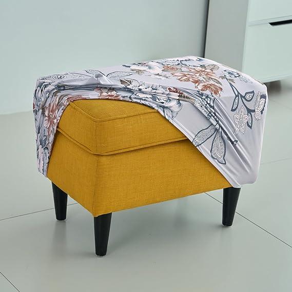 Stretchable 140 GSM Footstool Cover, Gentle Grey Dahlia - HOKIPO | Har Ghar ka Humsafar