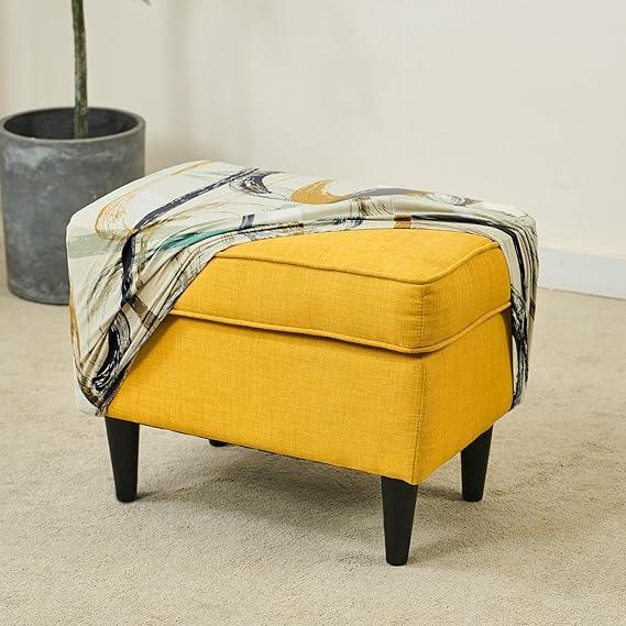 Stretchable 140 GSM Footstool Cover, Parchement Beige Abstract Art - HOKIPO | Har Ghar ka Humsafar