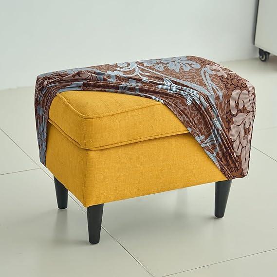Stretchable 140 GSM Footstool Cover, Rich Chocolate Damask Floral - HOKIPO | Har Ghar ka Humsafar