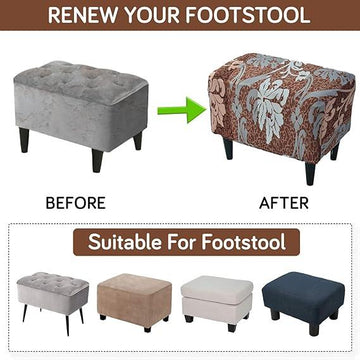 Stretchable 140 GSM Footstool Cover, Rich Chocolate Damask Floral - HOKIPO | Har Ghar ka Humsafar