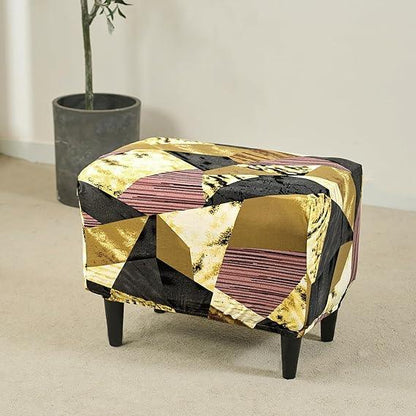 Stretchable 140 GSM Footstool Cover, Wine Abstract Geometry - HOKIPO | Har Ghar ka Humsafar