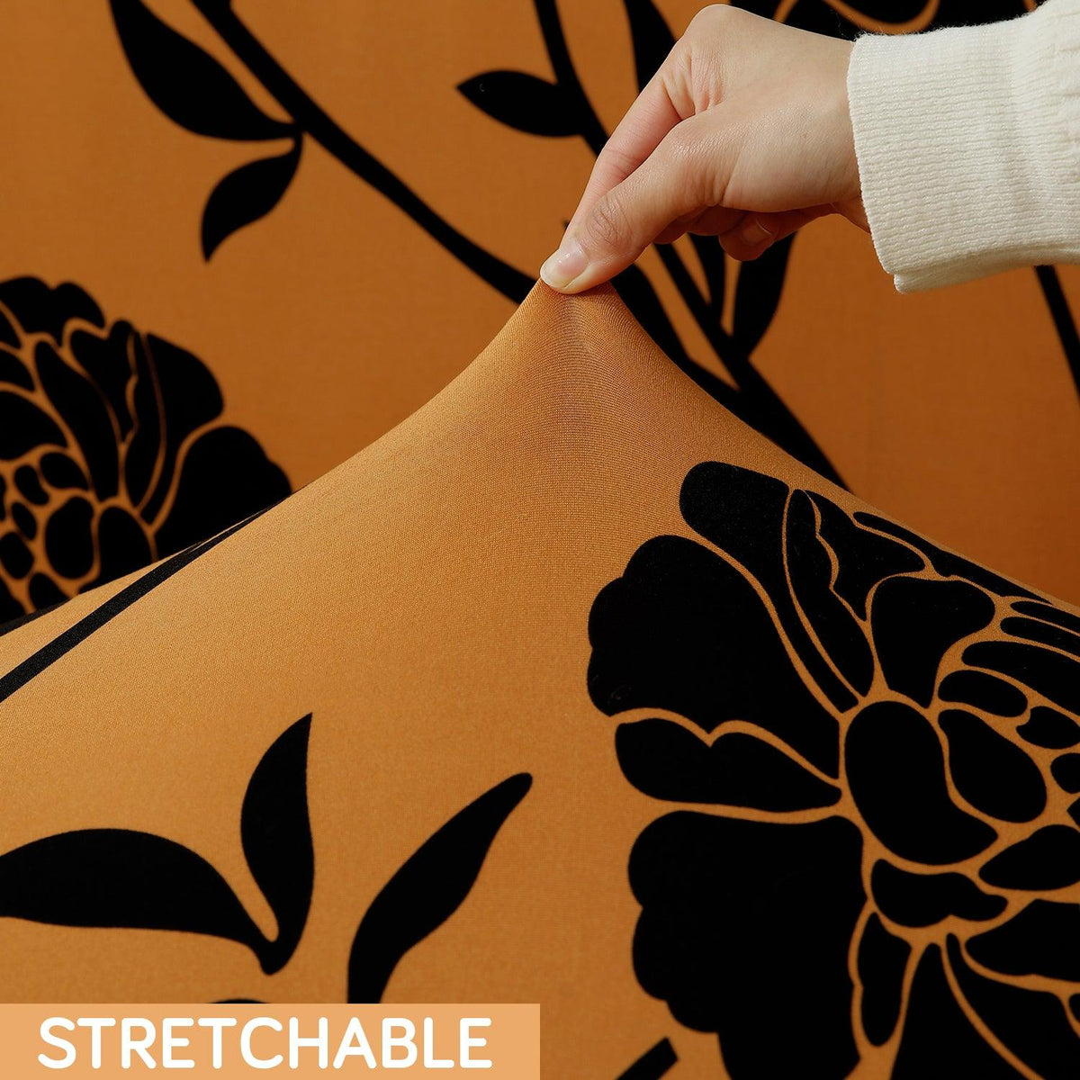 Copper Brown Floral Stretchable Chair Cover for Wingback Chair