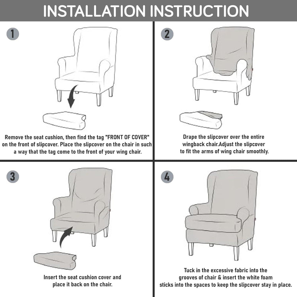 Guide on How to Put on Multicolor Abstract Geometry Elastic Wing Chair Cover