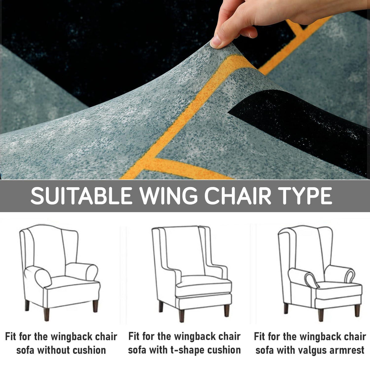 Multicolor Abstract Geometry Stretchable Chair Cover for Wingback Chair
