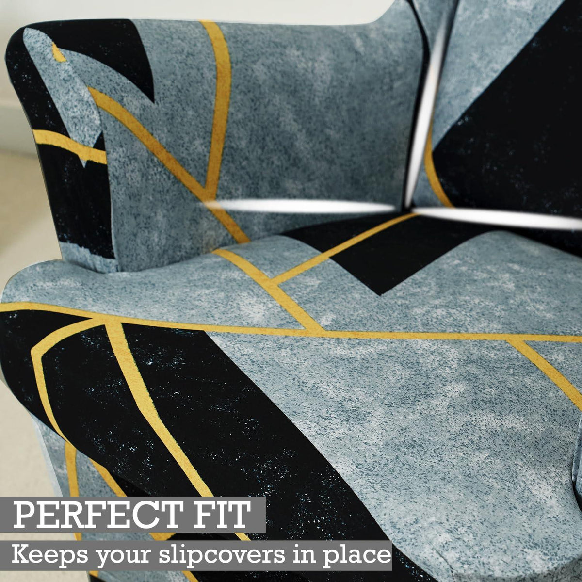 Multicolor Abstract Geometry Elastic Wing Chair Cover