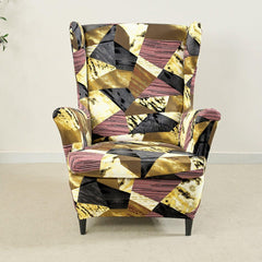 Stretchable 140 GSM Wing Chair Cover, Wine Abstract Geometry - HOKIPO | Har Ghar ka Humsafar