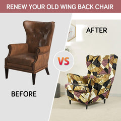 Stretchable 140 GSM Wing Chair Cover, Wine Abstract Geometry - HOKIPO | Har Ghar ka Humsafar