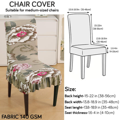 Stretchable Frill Chair Cover Set of 1/2/4/6, Buff Brown Geum - HOKIPO | Har Ghar ka Humsafar