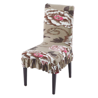 Stretchable Frill Chair Cover Set of 1/2/4/6, Buff Brown Geum - HOKIPO | Har Ghar ka Humsafar