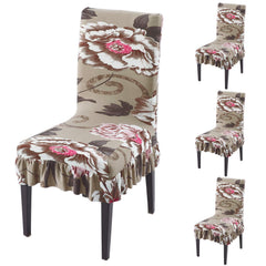 Stretchable Frill Chair Cover Set of 1/2/4/6, Buff Brown Geum - HOKIPO | Har Ghar ka Humsafar