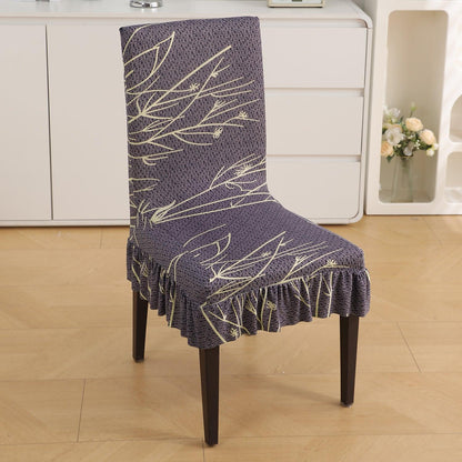 Stretchable Frill Chair Cover Set of 1/2/4/6, Dark Coffee Twigs - HOKIPO | Har Ghar ka Humsafar