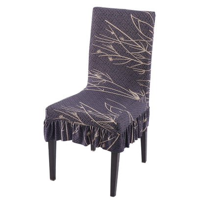 Stretchable Frill Chair Cover Set of 1/2/4/6, Dark Coffee Twigs - HOKIPO | Har Ghar ka Humsafar