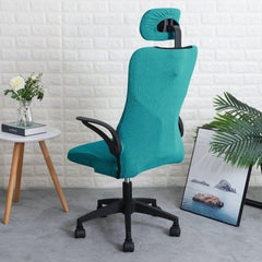 Stretchable Jacquard Office Boss Chair Seat Cover with Headrest Cover for Computer Desk Chair, Teal - HOKIPO | Har Ghar ka Humsafar