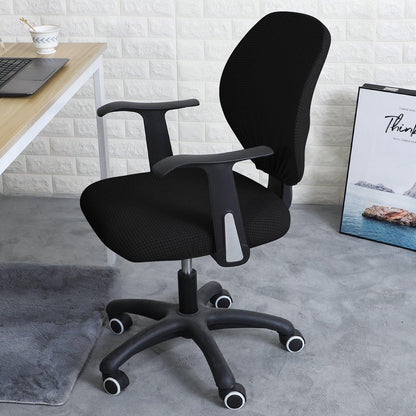 Stretchable Jacquard Office Chair Slipcover for Rotating Chair, Black - HOKIPO | Har Ghar ka Humsafar